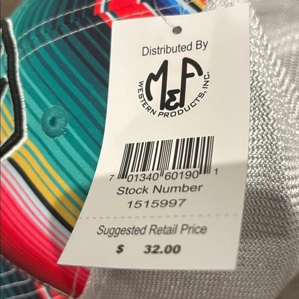 Ariat Serape Striped Ball Cap,mesh back,snapback,embroidered logo,6 vent panel - Picture 7 of 10